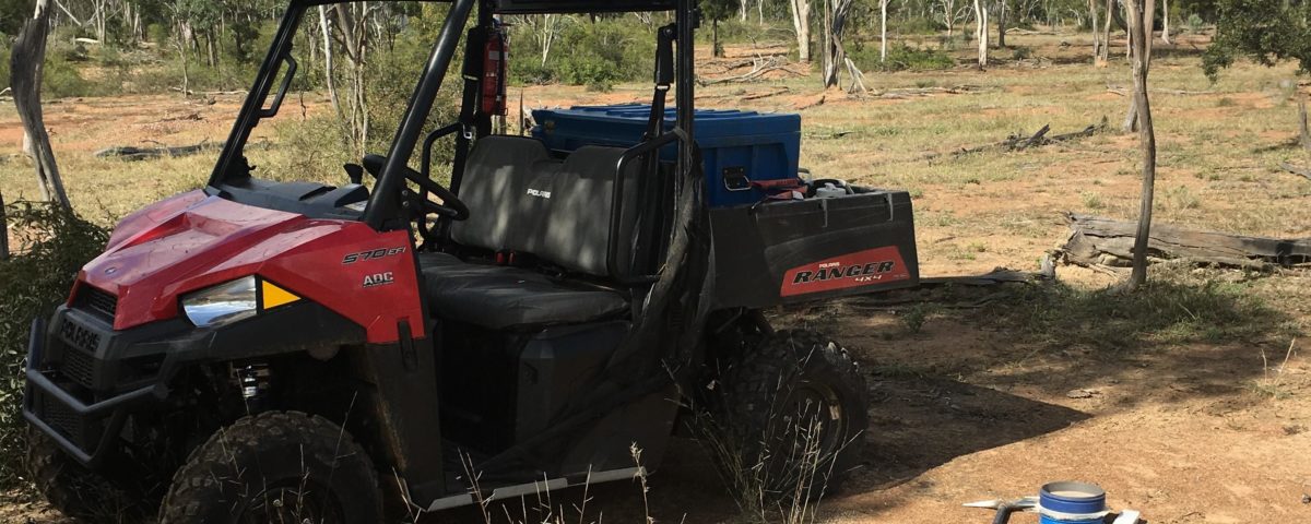 soil sampling using Ranger ATV.