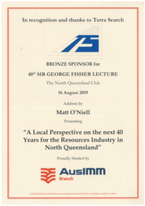 Terrasearch Sponsor AusIMM Sir George Fisher Lecture